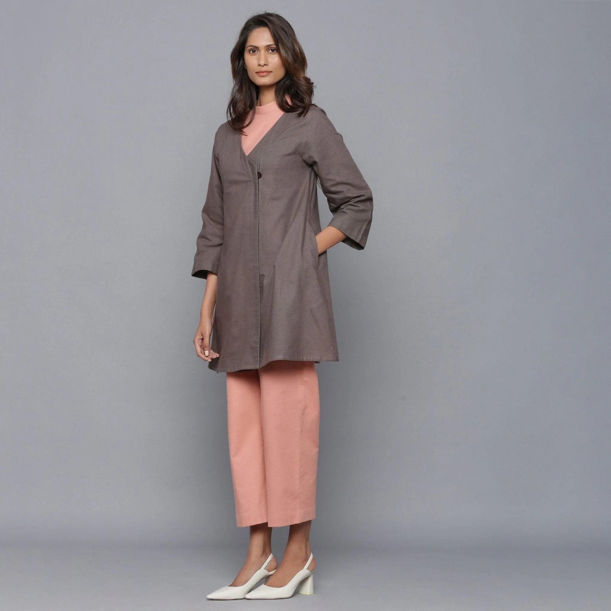 Ash Grey Warm Cotton Flannel Wrap Overlay