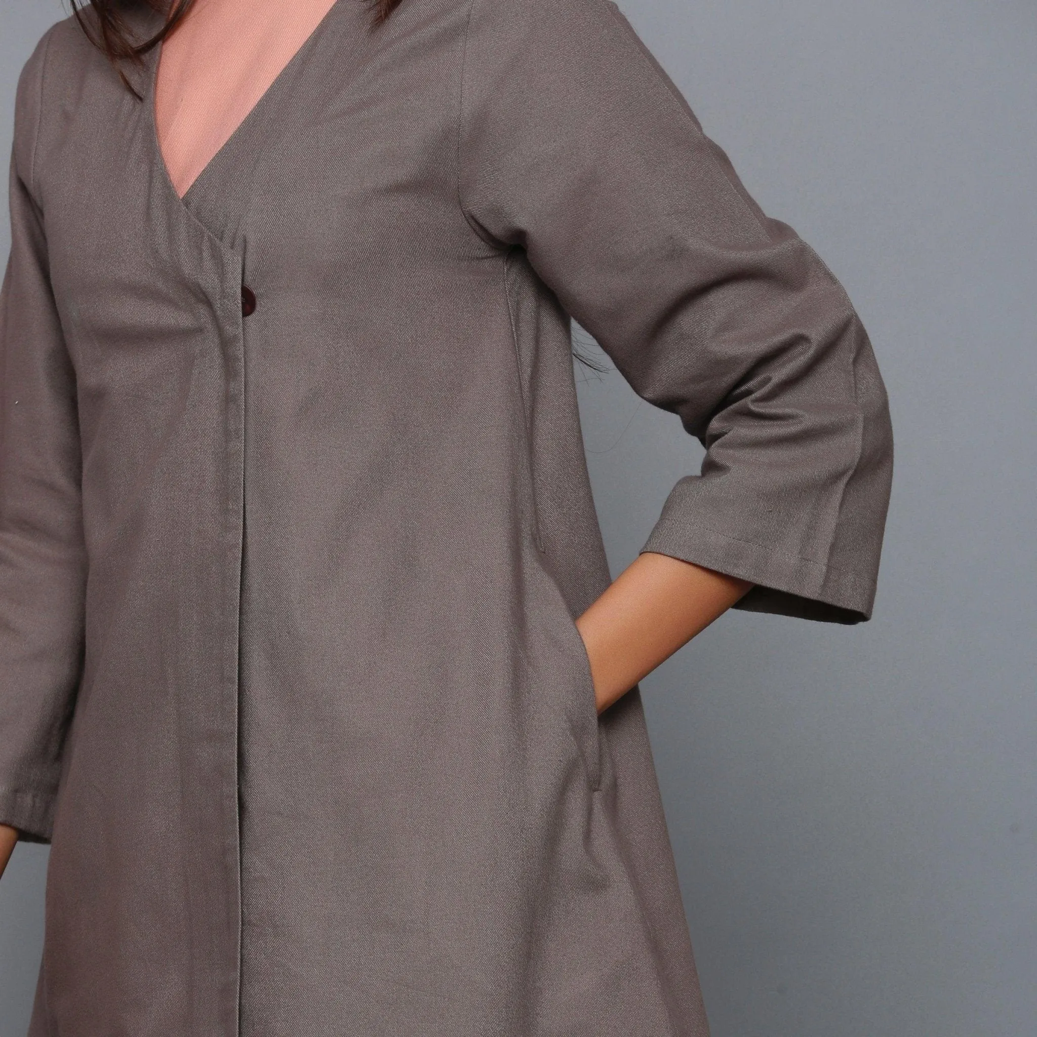 Ash Grey Warm Cotton Flannel Wrap Overlay
