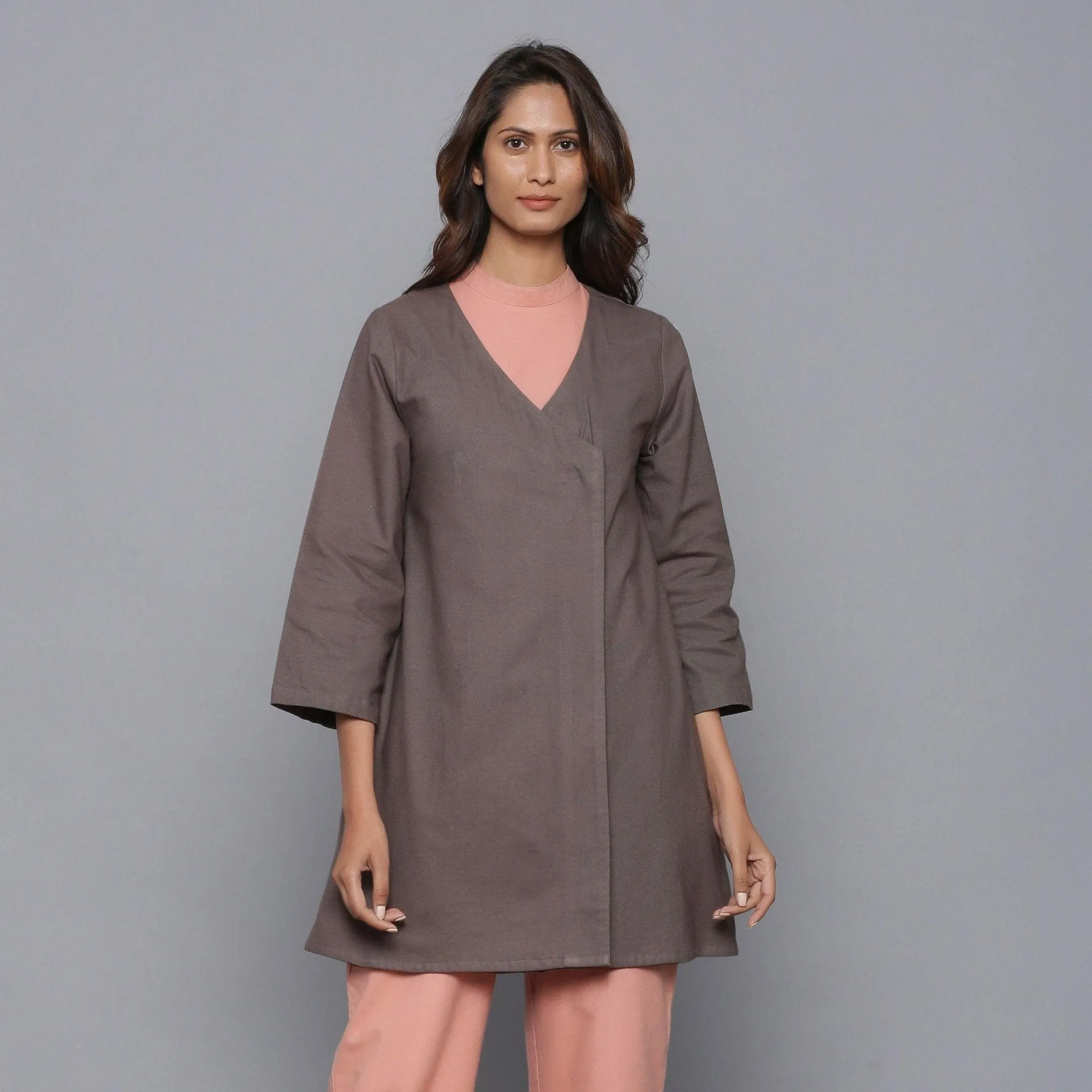 Ash Grey Warm Cotton Flannel Wrap Overlay