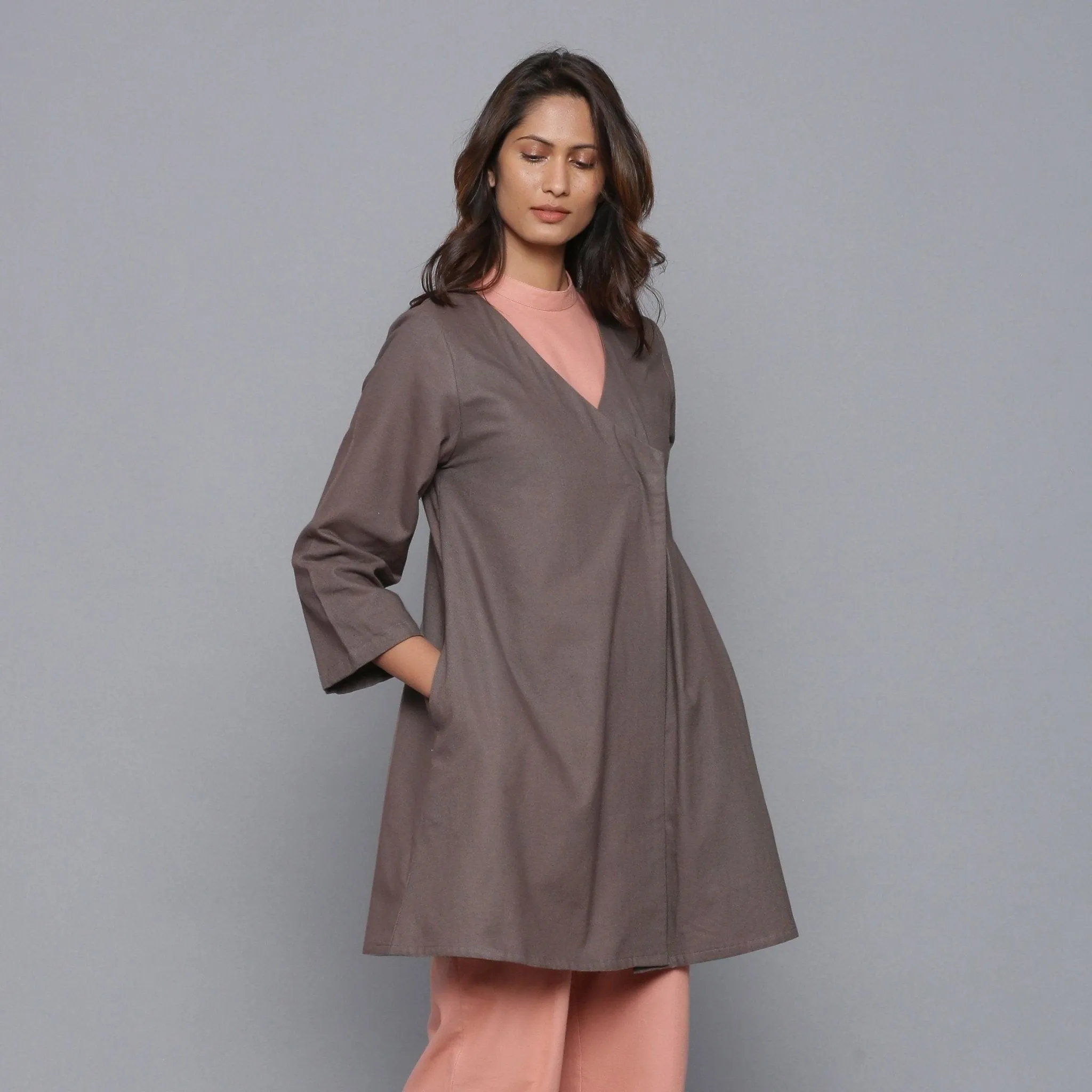 Ash Grey Warm Cotton Flannel Wrap Overlay