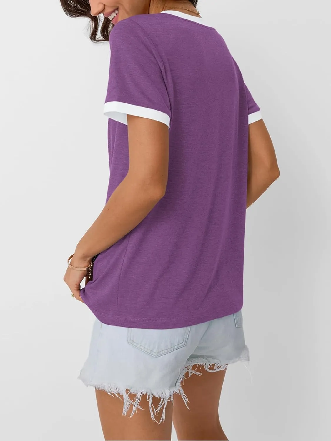 AUTOMET Womens Short Sleeve T-Shirts Summer Tops Casual Soft Tunic V Neck Basic Workout Clothes Spring Fashion Outfits 2025