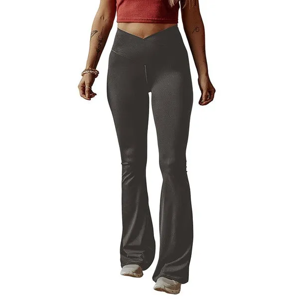 Black V Shape High Waist Flared Leggings Pants **This item has free shipping.**