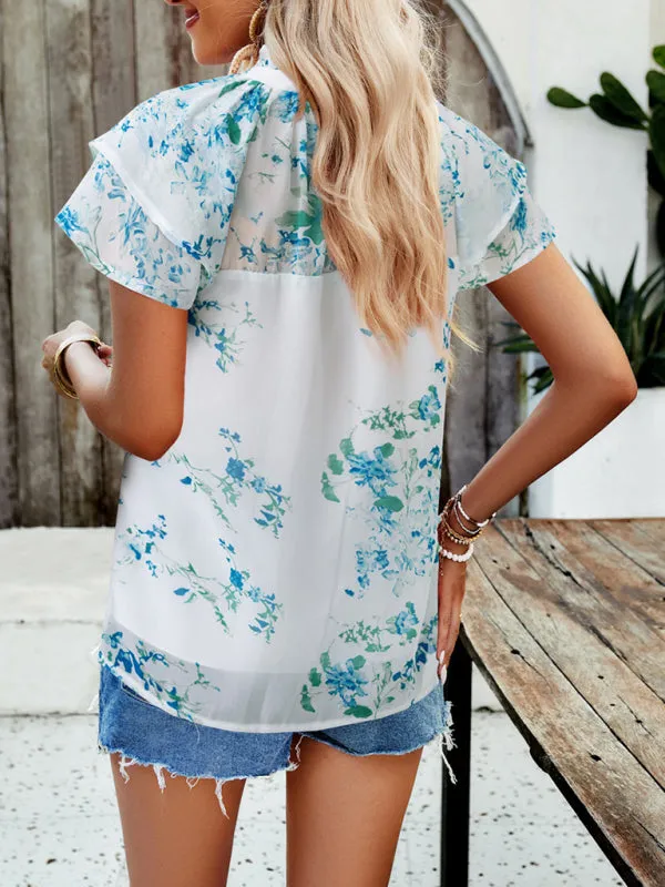 Breena New Fashionable Women's Casual Printed Short-Sleeved Tops