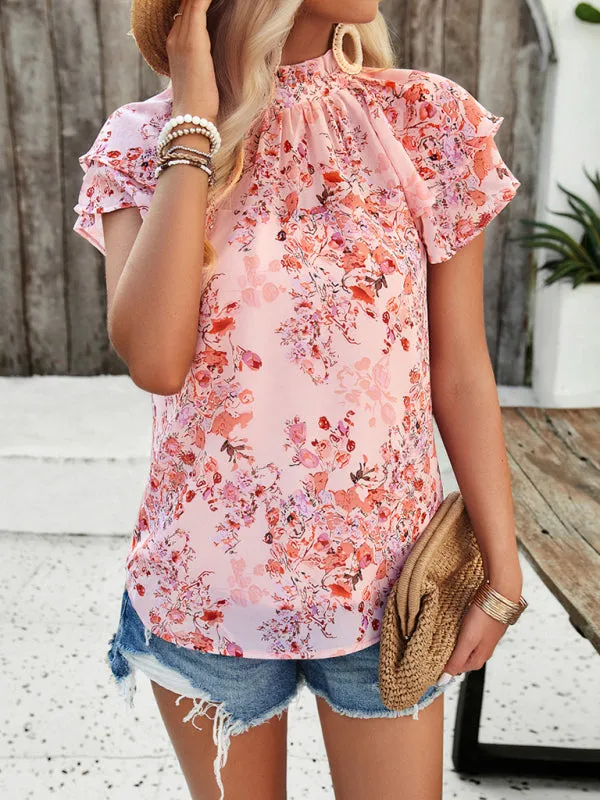 Breena New Fashionable Women's Casual Printed Short-Sleeved Tops