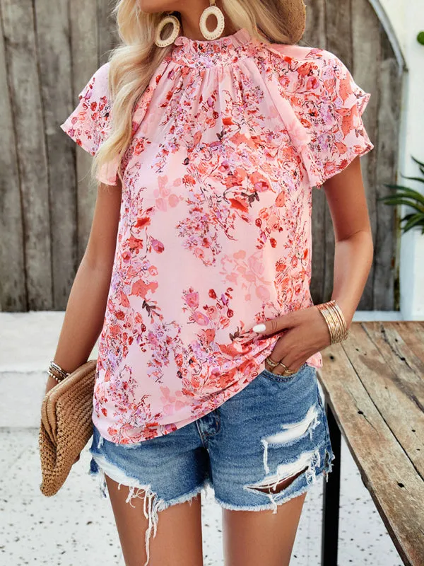 Breena New Fashionable Women's Casual Printed Short-Sleeved Tops