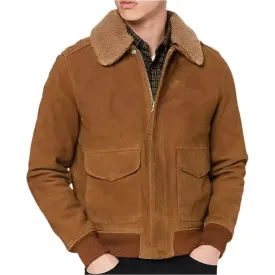 Brown Suede Leather Pilot Jacket – Classic & Stylish