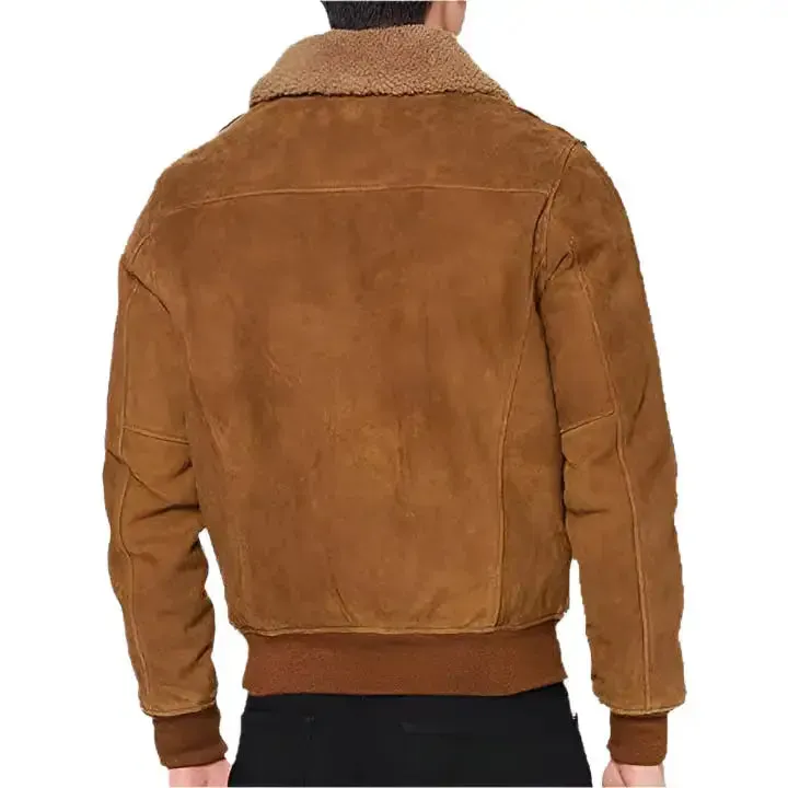 Brown Suede Leather Pilot Jacket – Classic & Stylish