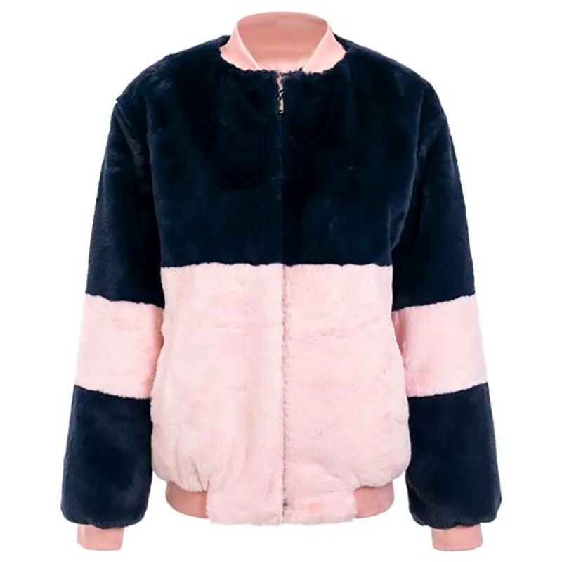 Color Block Fuzzy Jacket