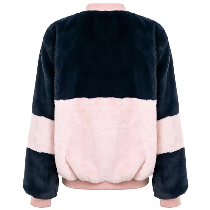Color Block Fuzzy Jacket