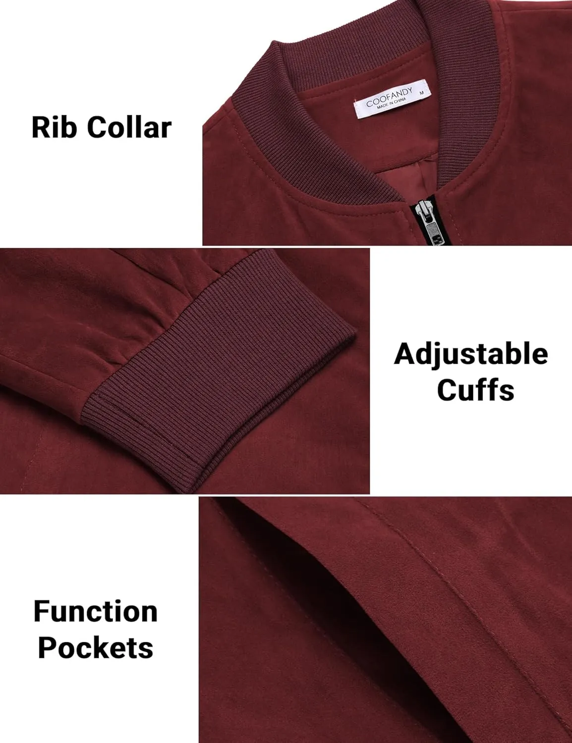 COOFANDY Men's Casual Varsity Jacket Vintage Lightweight Suede Bomber Jackets