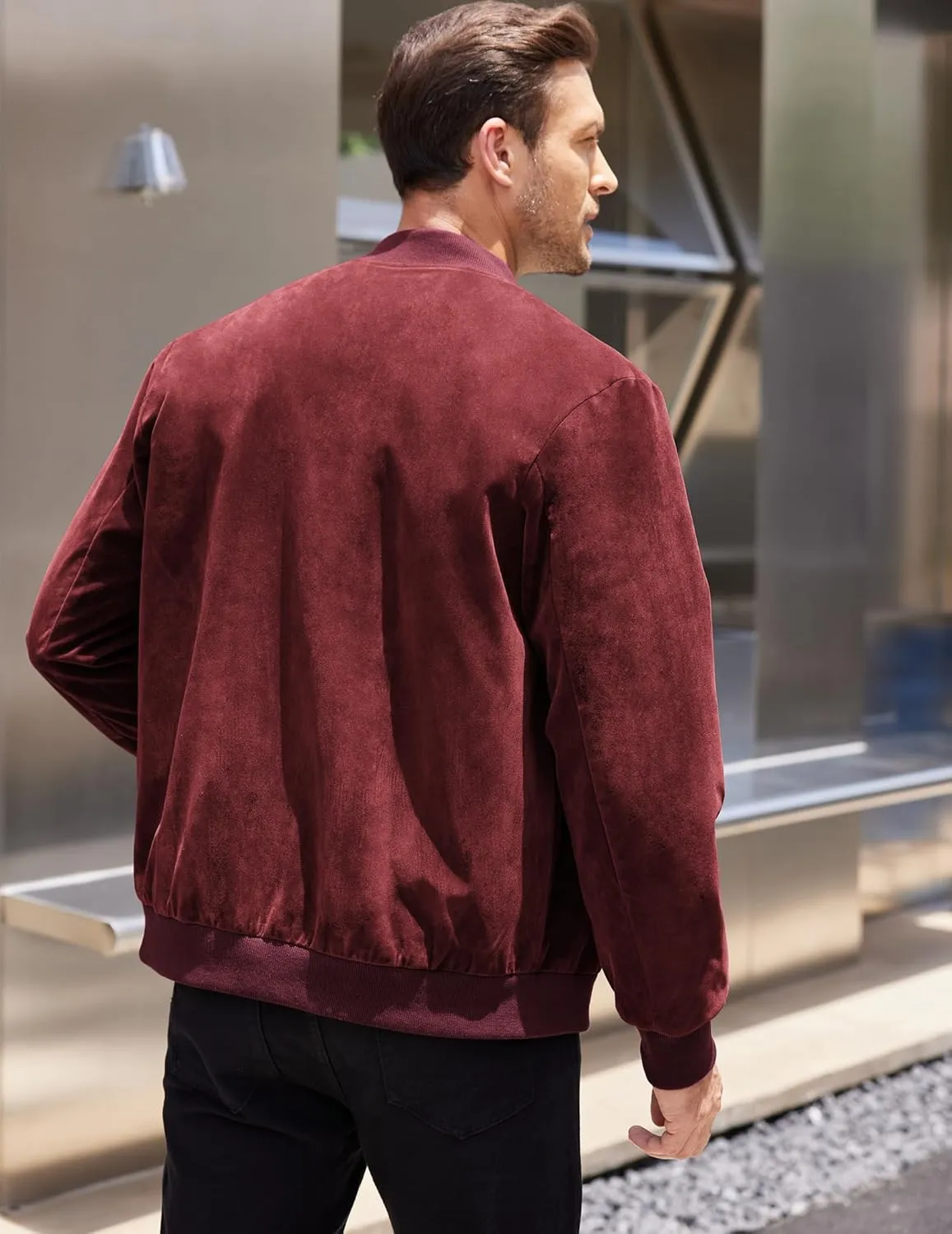 COOFANDY Men's Casual Varsity Jacket Vintage Lightweight Suede Bomber Jackets