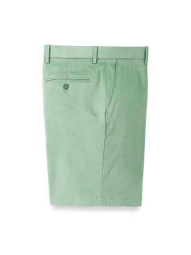 Cotton Stretch Twill Flat Front Shorts - Moss