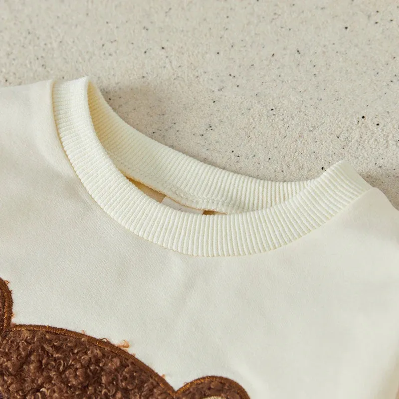 Cozy Bear Sweatsuit in Beige & Black
