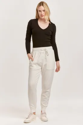 DAHLIA HIGH RISE ANKLE JOGGER PANTS OFF WHITE
