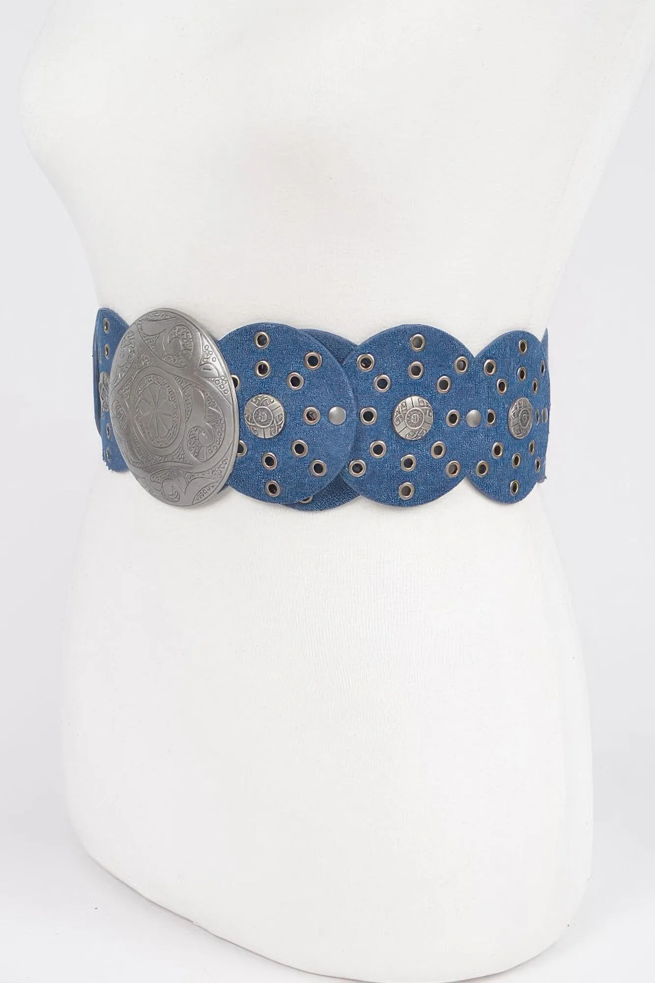 Denim Multi Eyelet Rounds Western Belt
