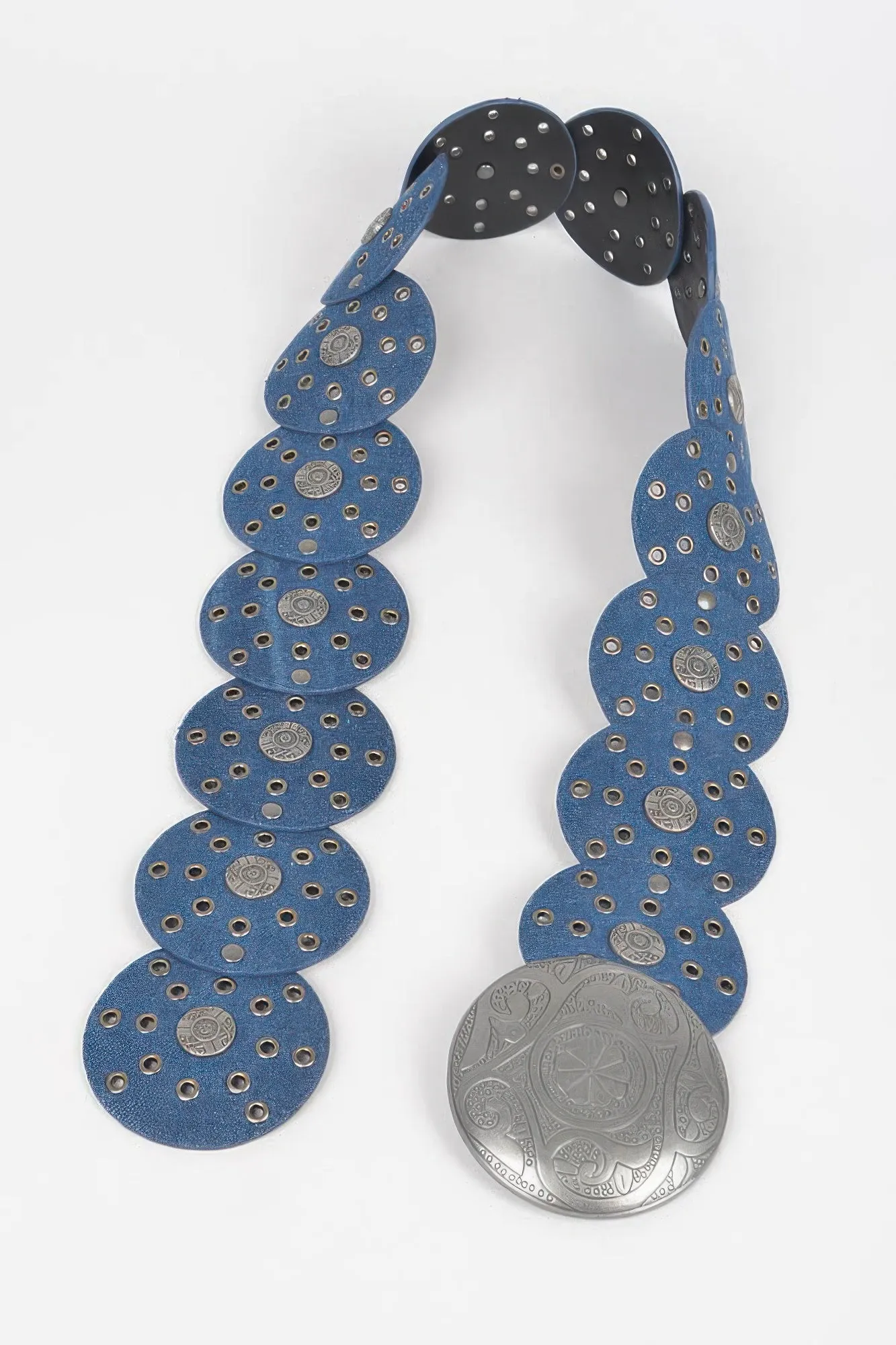 Denim Multi Eyelet Rounds Western Belt