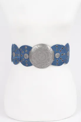Denim Multi Eyelet Rounds Western Belt