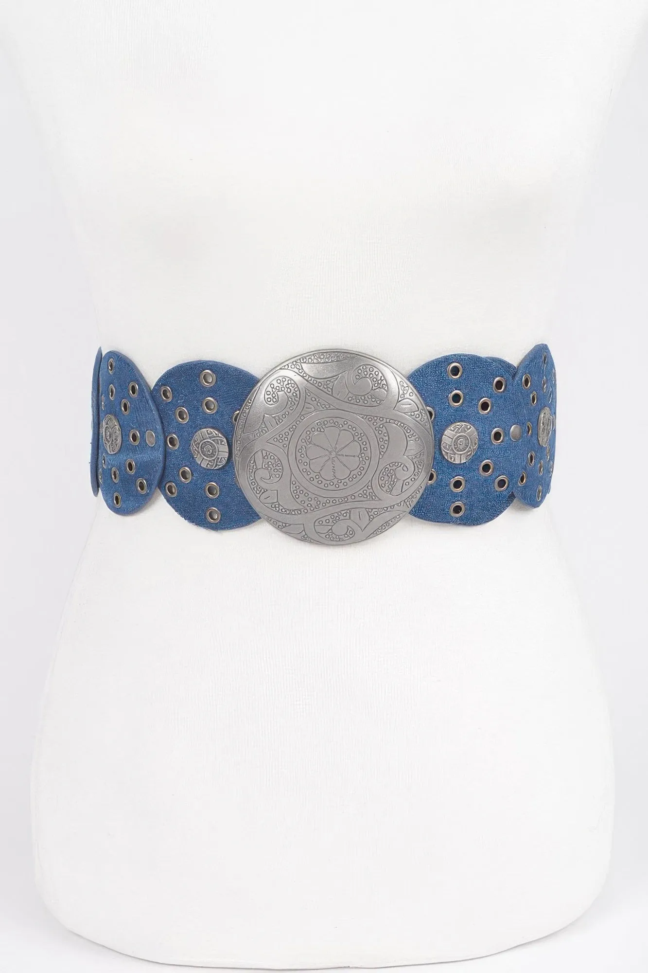 Denim Multi Eyelet Rounds Western Belt
