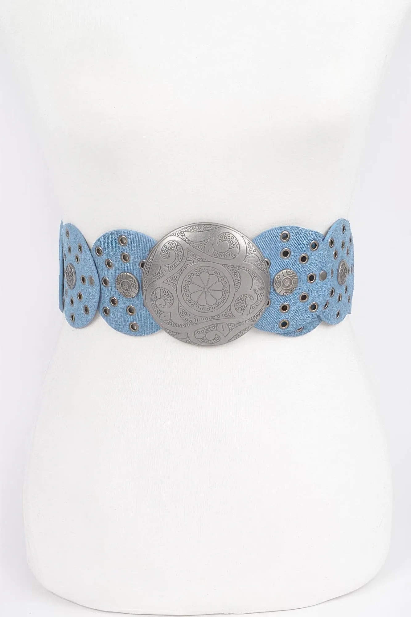Denim Multi Eyelet Rounds Western Belt