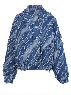 Distressed Denim Fashion Tassels Jacket