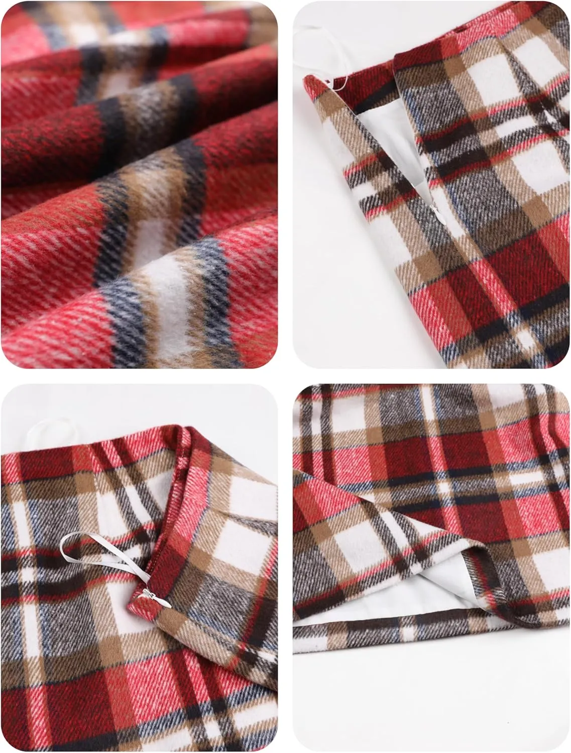 Dqbeng Plaid Skirts for Women High Waisted A Line Flannel Pencil Bodycon Skirt
