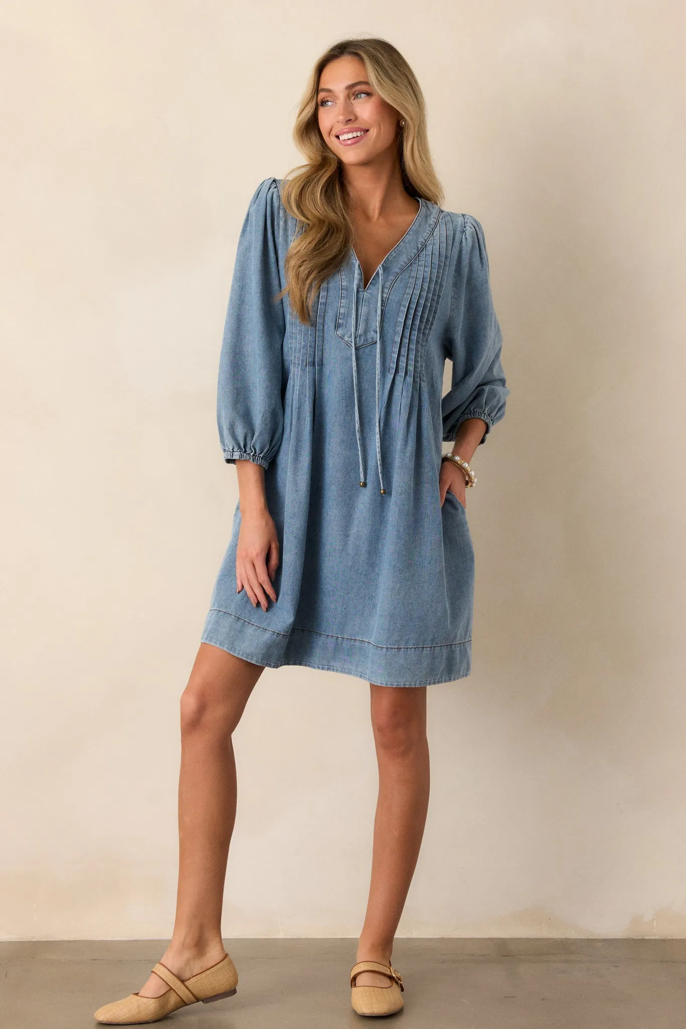 Endless Possibilities Light Wash Denim Mini Dress