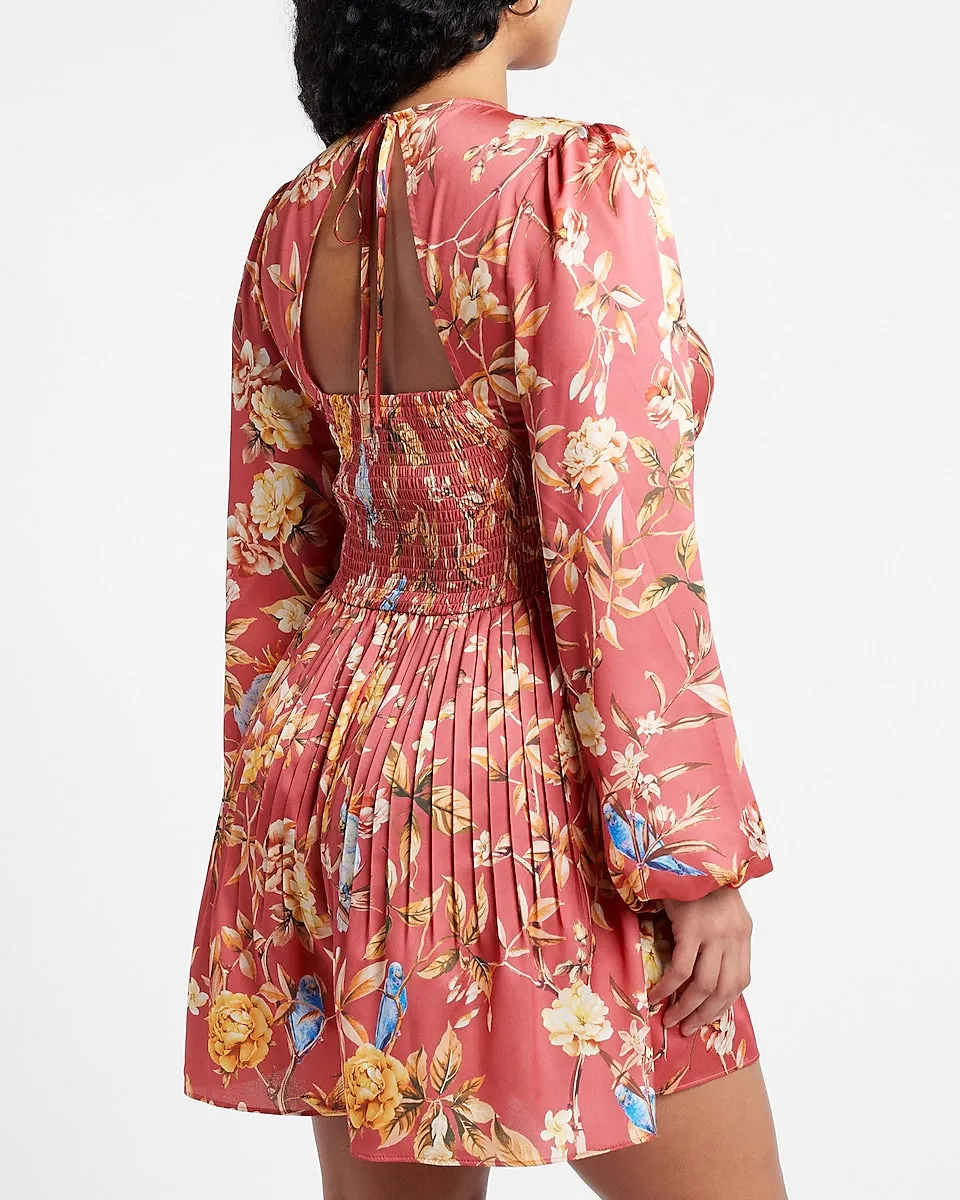 Floral Print Pleated Button Front Romper in Pink Print
