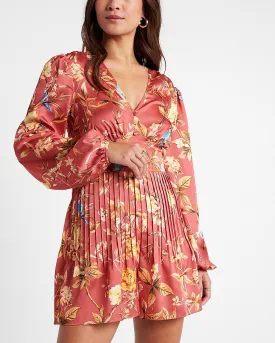 Floral Print Pleated Button Front Romper in Pink Print