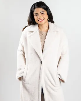 Frosted White Faux Fur Long Coat