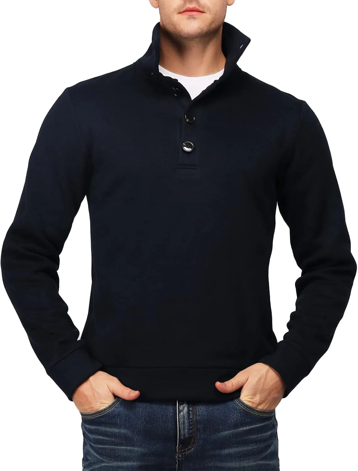 H2H Mens Casual Slim Fit Pullover Sweatshirts Knitted Shirts Napping Inside