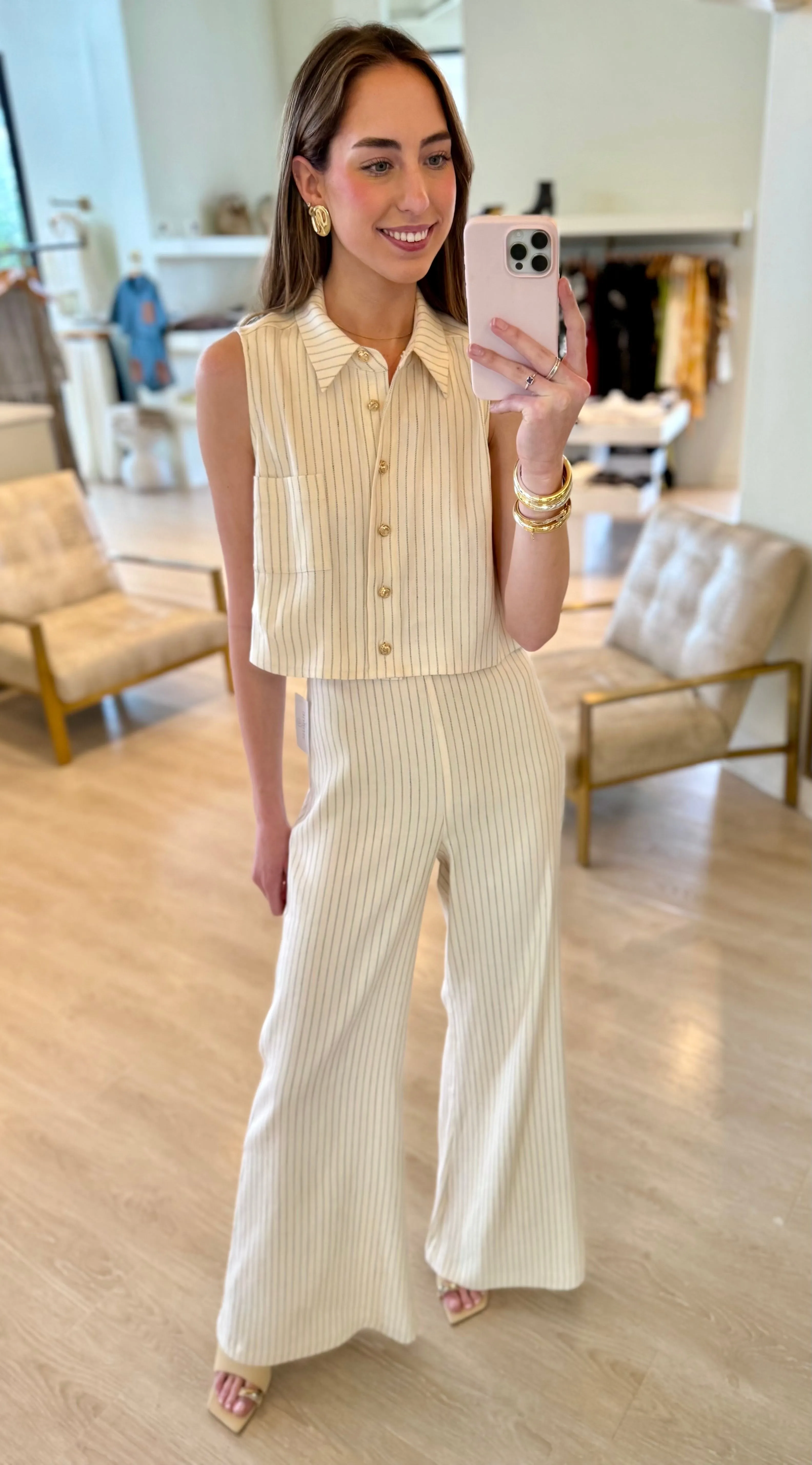 He078 High Rise Flare Linen Pant