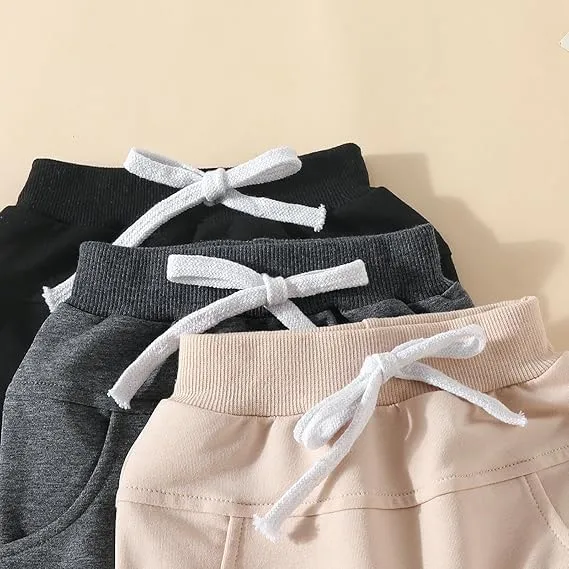 HIUARA Toddler Baby Boys Harem Pants 1/3-Pack Drawstring Pull-on Jogger Pants Kids Long Pants Elastic Waist Trousers Bottoms