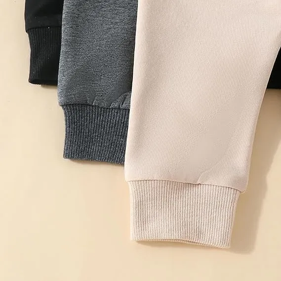 HIUARA Toddler Baby Boys Harem Pants 1/3-Pack Drawstring Pull-on Jogger Pants Kids Long Pants Elastic Waist Trousers Bottoms