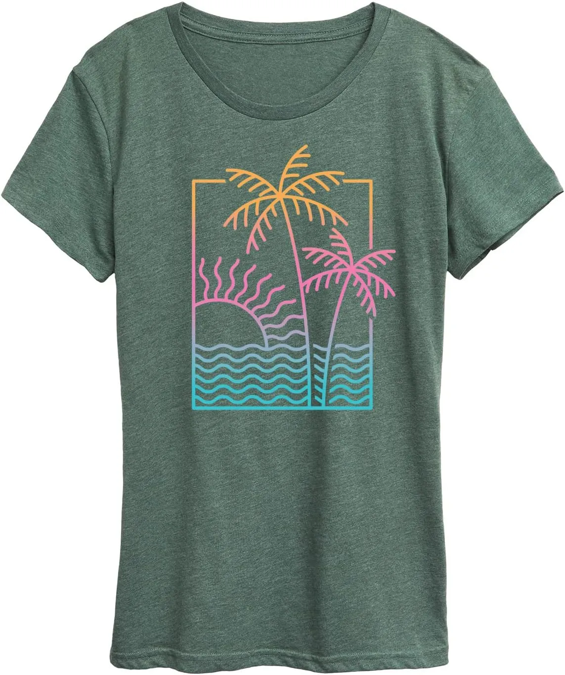 Instant Message - Line Drawing Sunset - Women's Short Sleeve Graphic T-Shirt