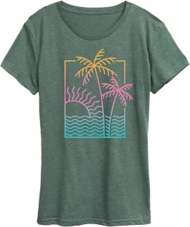 Instant Message - Line Drawing Sunset - Women's Short Sleeve Graphic T-Shirt