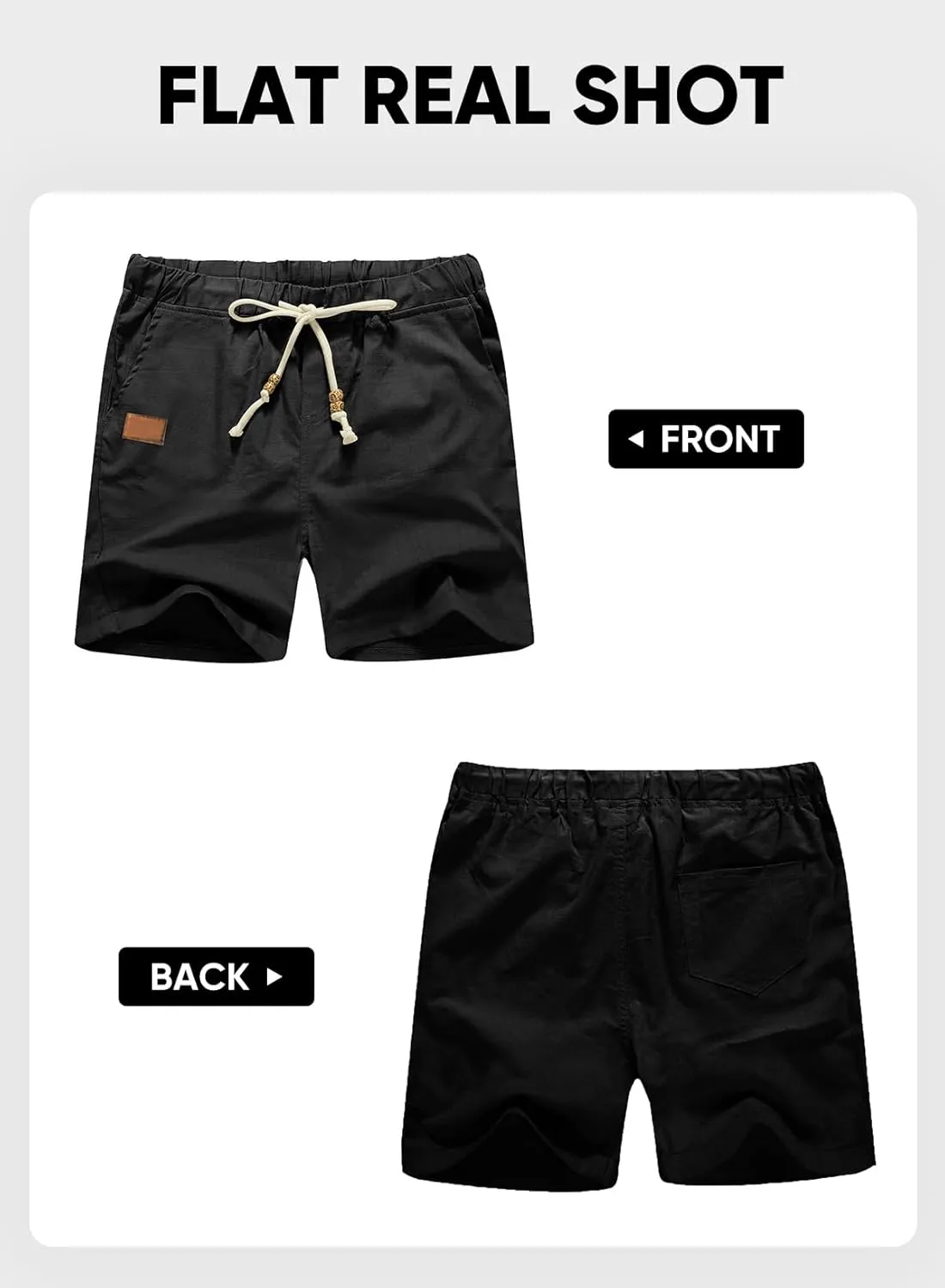 JMIERR Mens Casual 5"/ 7" Cotton Linen Shorts - Elastic Waist Drawstring Summer Beach Shorts with Pockets