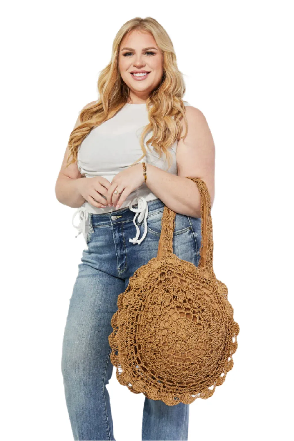 Justin Taylor Brunch Time Straw Rattan Handbag