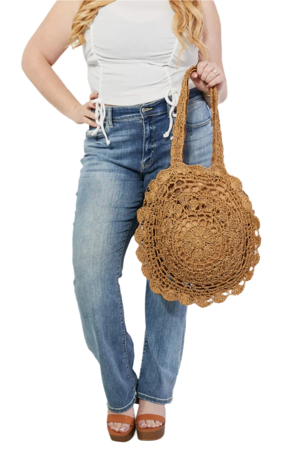 Justin Taylor Brunch Time Straw Rattan Handbag