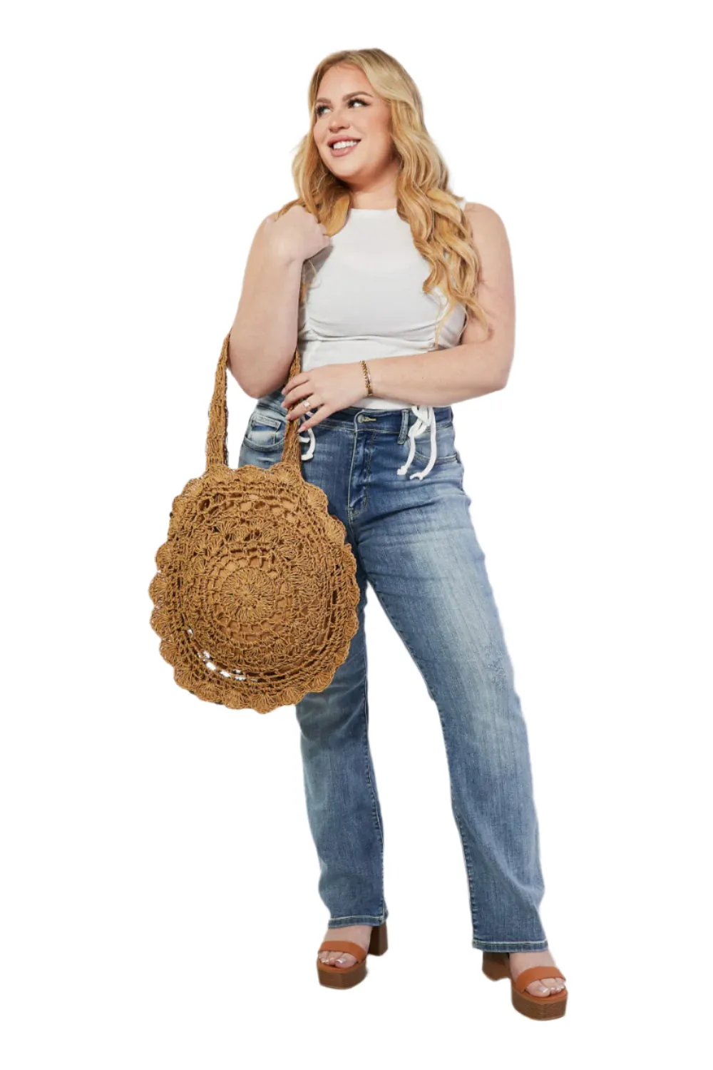 Justin Taylor Brunch Time Straw Rattan Handbag