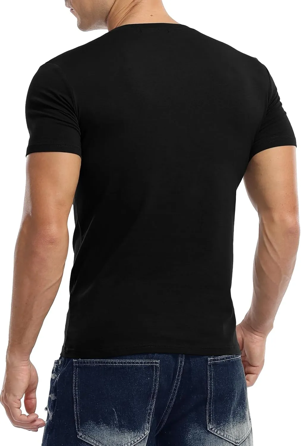 KUYIGO Mens Henley Shirts Slim Fit Short Sleeve Fashion Cotton Tops Tee