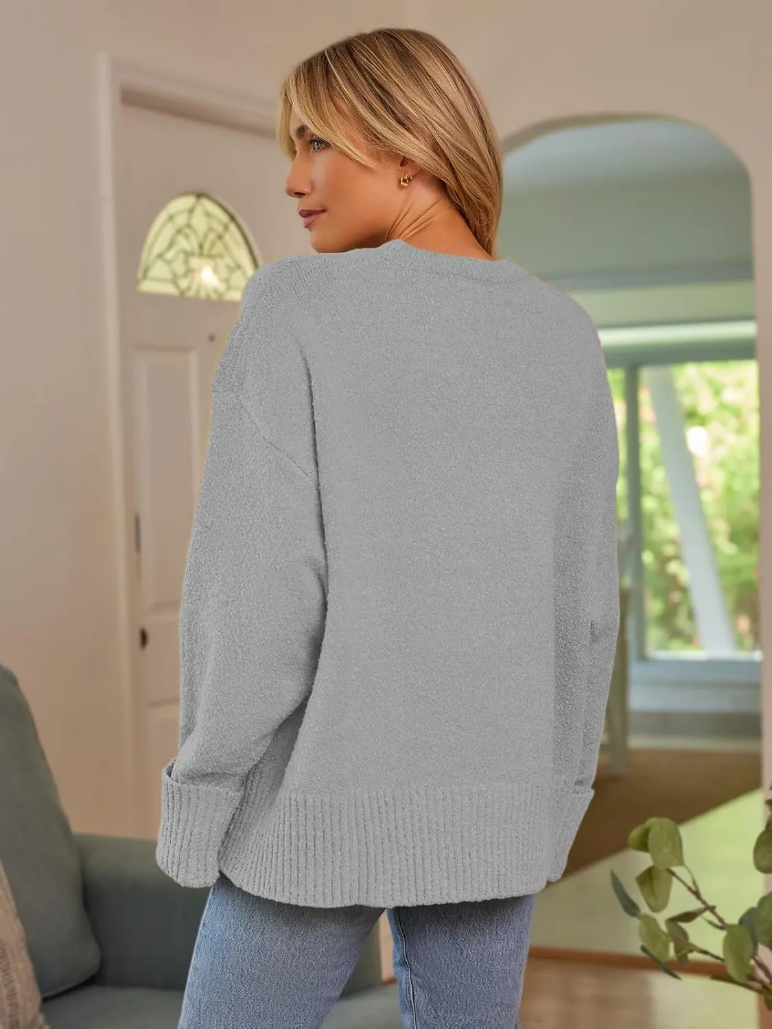 LILLUSORY Women's Oversized Sweaters Fuzzy Chunky Warm Pullover Sweater