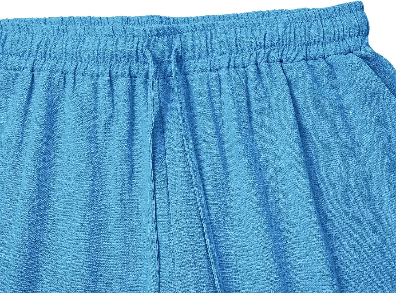 Linen Shorts for Womens High Waisted Drawstring Bermuda Shorts Summer Casual Plus Size Soft Beach Short with Pockets