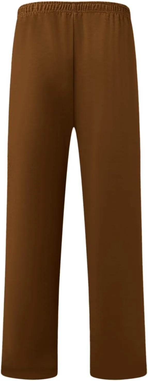 Men's Baggy Sweatpants Fleece Straight Leg Casual Pants Elastic Waist Athletic Workout Jogger Sweat Pants Fall Winter