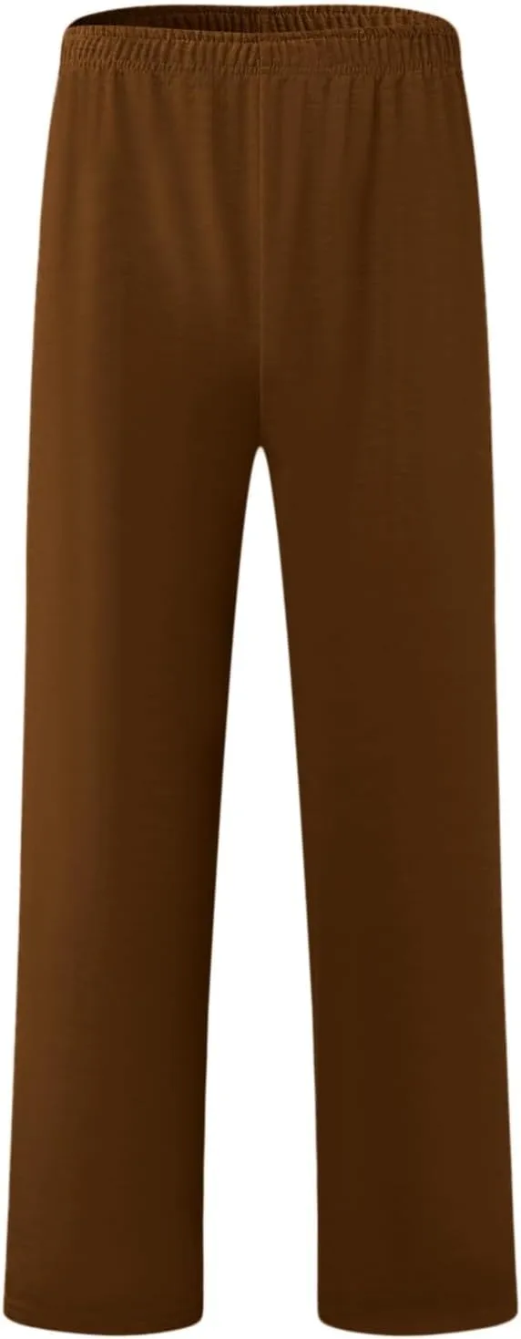 Men's Baggy Sweatpants Fleece Straight Leg Casual Pants Elastic Waist Athletic Workout Jogger Sweat Pants Fall Winter