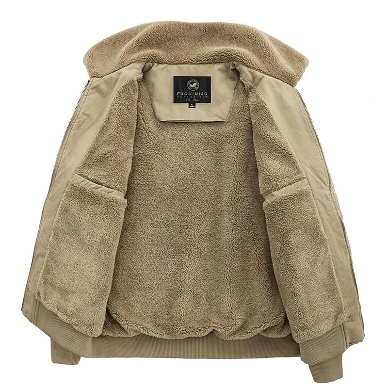 Men's Big Size Tactical Windbreaker Jacket - Heated Winter Coat, Casual Camping Outerwear, Luxury Cardigan Style