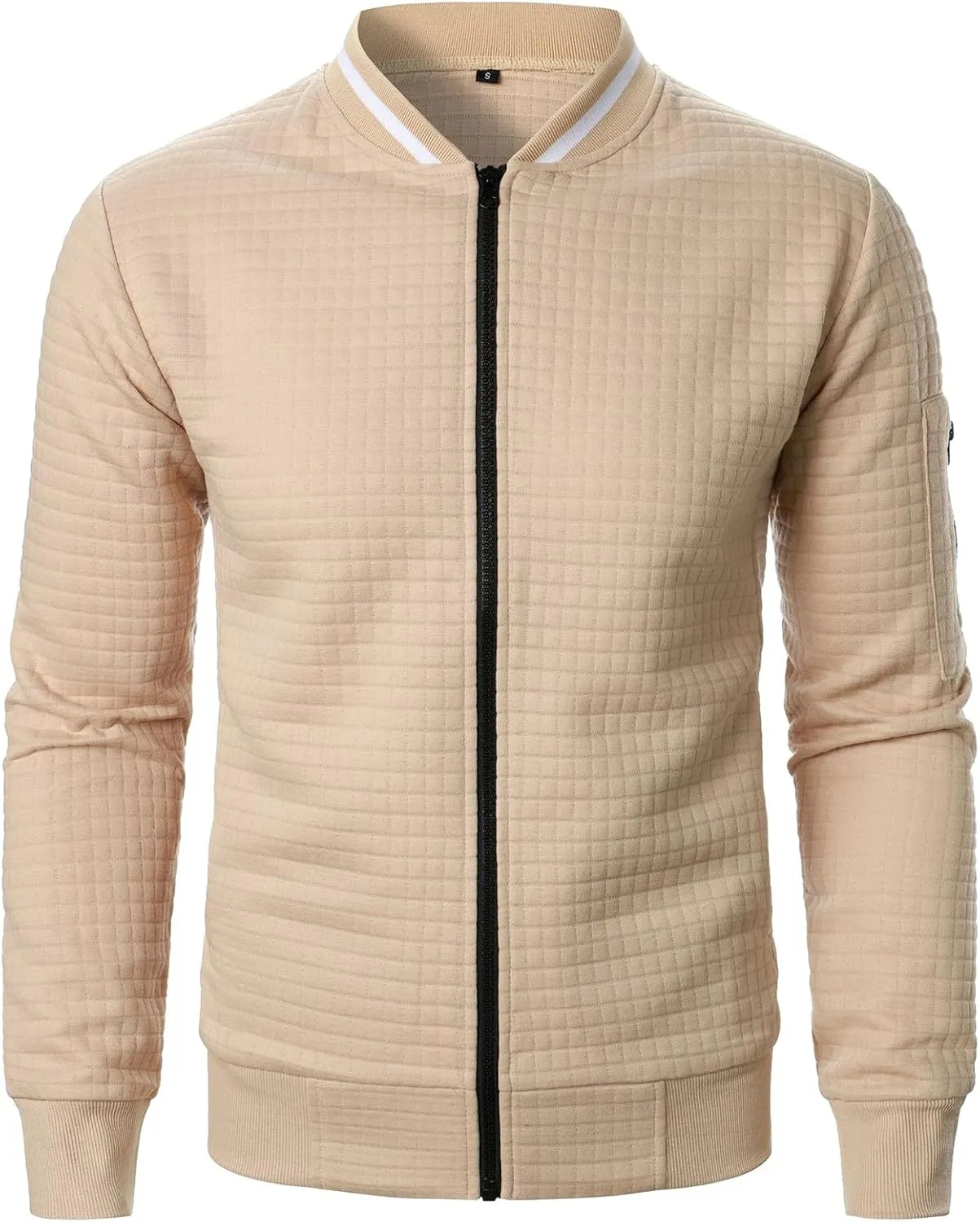 Mens Lightweight Bomber Jackets Casual Waffle Zip Up Fashion Varsity Jacket Plus Size Running Hiking Travel Coat Top