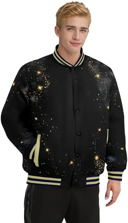 Men's Stylish Graphic Varsity Jacket Lightweight Casual Sport Outerwear for Spring,Fall Baseball Urban Bomber Jackets