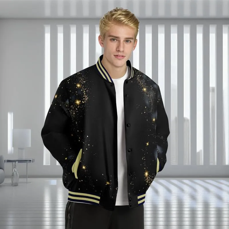 Men's Stylish Graphic Varsity Jacket Lightweight Casual Sport Outerwear for Spring,Fall Baseball Urban Bomber Jackets