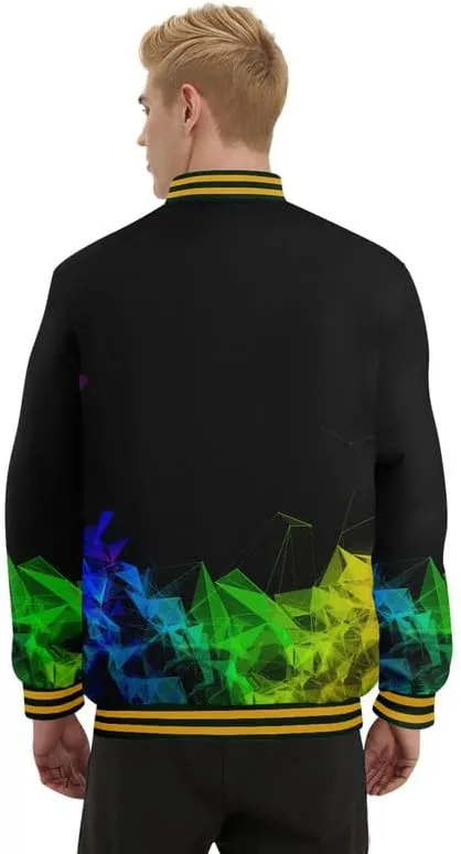 Men's Stylish Graphic Varsity Jacket Lightweight Casual Sport Outerwear for Spring,Fall Baseball Urban Bomber Jackets