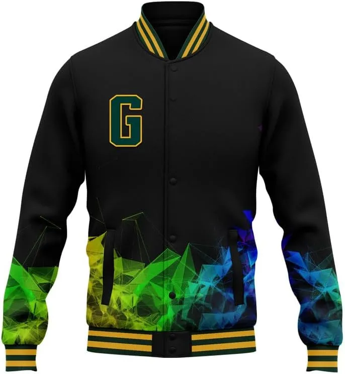 Men's Stylish Graphic Varsity Jacket Lightweight Casual Sport Outerwear for Spring,Fall Baseball Urban Bomber Jackets